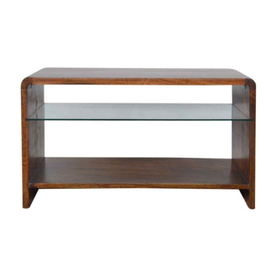 Chestnut Glass Shelf Coffee Table